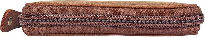 RUSTIC TOWN Leather Key Holder Case - Zippered Key Organizer Wallet with 8 Hooks for Keys, Cash & Card - Gift for Men Women