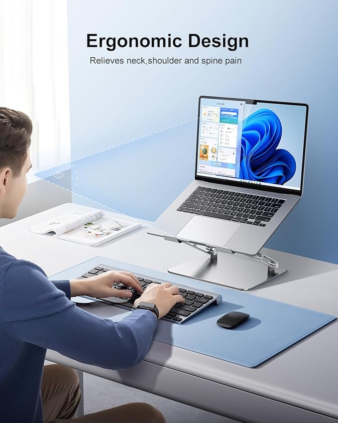Adjustable Laptop Stand Ergonomic Computer Riser Aluminum Laptop Stand for Desk Portable Notebook Stand Laptop Riser Holder Compatible with 10-17.3?™â€?Laptops Tablets,Silver