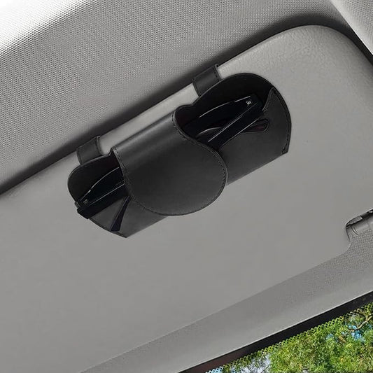 Sunglasses Holder for Car Visor, Car Sunglass Holder, Magnetic Leather Automotive Glasses Case with Clips, Sunglasses Visor Clip Universal Car Interior Accessories for Car, SUV, Truck
