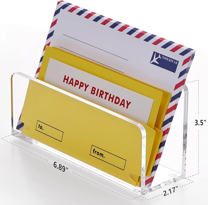 Acrylic Desk Mail Organizer Sorter, Clear Small File Holders, Countertop Letter Envelope Bill Filling Folders Organization, Paper Document Storage Rack for Office,Home, School
