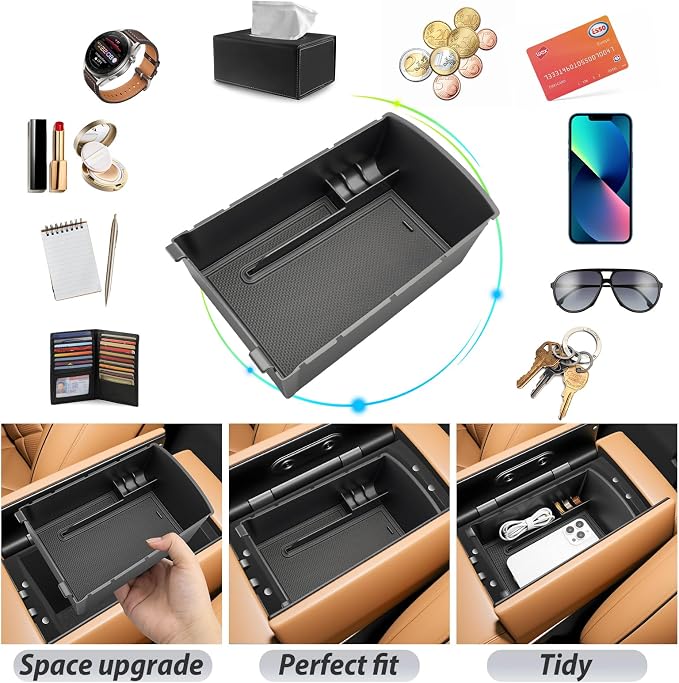 SKTU for 2025 2026 2027 Genesis GV80 Accessories Center Console Organizer for 2025 2026 2027 Genesis GV80 Console Tray 2025 2026 2027 GV80 Middle Console Organizer with Coin Holder