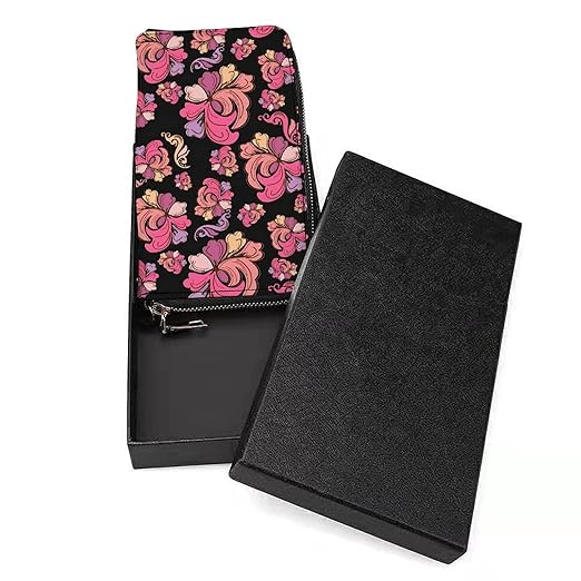 Unisex Zip Around Wallet for Adults Teens Abstract Colored Flowers Coin Pouch Cash Pocket PU Leather Wallets Card Holder Organizer Designer Purse with Wristlet Strap