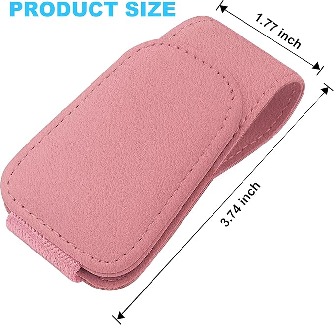 TCJJ Sunglasses Holders for Car Visor,Car Magnetic Glasses Holder Leather Sunglasses Clip and Ticket Card Clip Suitable for Car Interior Visor and Different Size Eyeglasses(Pink)