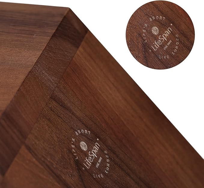 LifeSpan Fitness Ergonomic Wooden Laptop Stand, Desk Riser for 10-17.5" Laptops (19x9.5x3-6", Walnut)