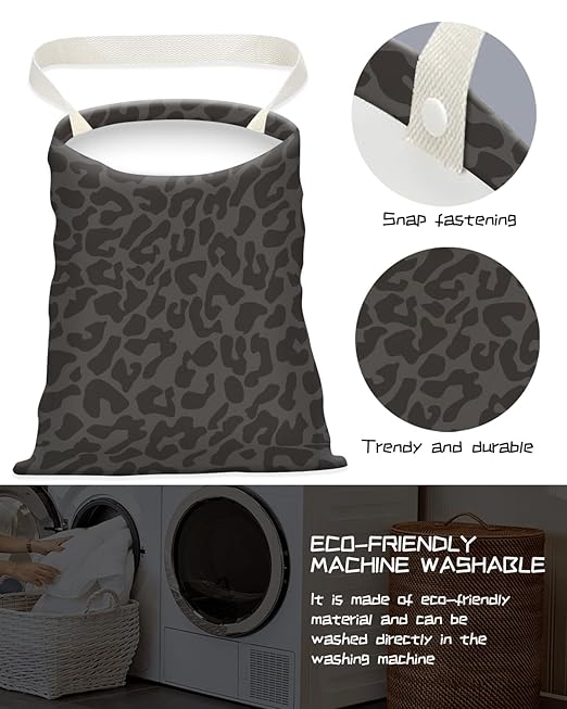 Cute Canvas Car Garbage Bag, Black Leopard Print, Car Trash Bin, Seat Back Hanging, 5L