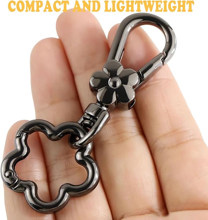 Metal Keychains for Women Men, 2PCS Cute Flower Shape Quick Release Key Chain Bag Charms Car Keychain Holder Clip