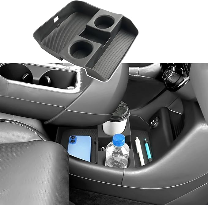 2026 Palisade Center Console Organizer Lower for Hyundai Palisade (Only fit 7-Seater), Durable ABS Plastic Console Tray Insert/with Water Bottle Holder 2026 Palisade Accessories