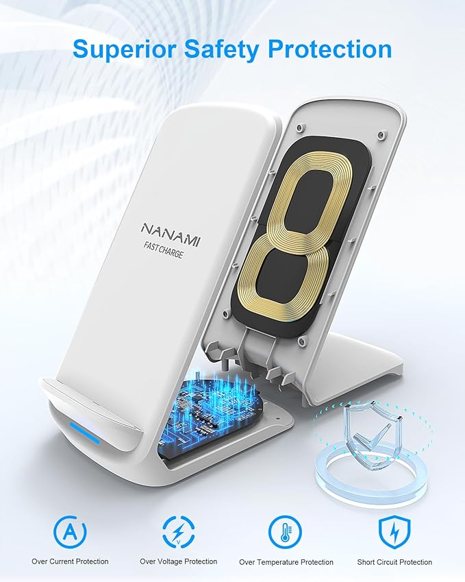 Wireless Charger Stand [2 Pack] - NANAMI 10W Fast Wireless Charging Stand for Apple iPhone 17/17 Air/16/15/14/13/12 Pro, Desk Phone Charger Dock for Samsung Galaxy S26/S25/S24/S23/S22/S21, Pixel 6