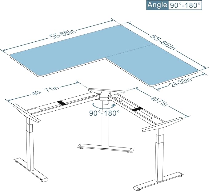 Fromann Adjustable Standing Corner Desk Frame 3 Leg L-Shaped Electric Triple Motor Desk Base Height and Width Adjustable Standing/Sitting for Home Office (White)