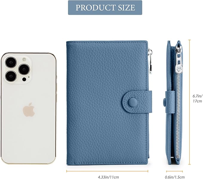 RFID passport holder for travel, Leather Passport Wallet for Women with Zippered Coins Pocket and SIM Slots, Passport Cover Case for Travel