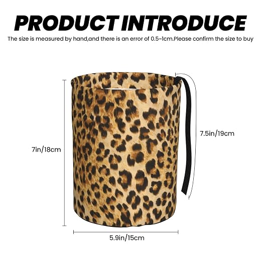 Car Garbage Bag Brown Leopard Mini Car Trash Bin Portable Collapsible Waterproof Rubbish Bag for Car Accessories Back Front Seat Cup Holder