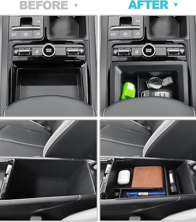 CDEFG 2Pcs for 2025 2026 Kia K5 Center Console Organizer, 2025 2026 K5 Accessories, K5 Middle Console Organizers Armrest Storage Box
