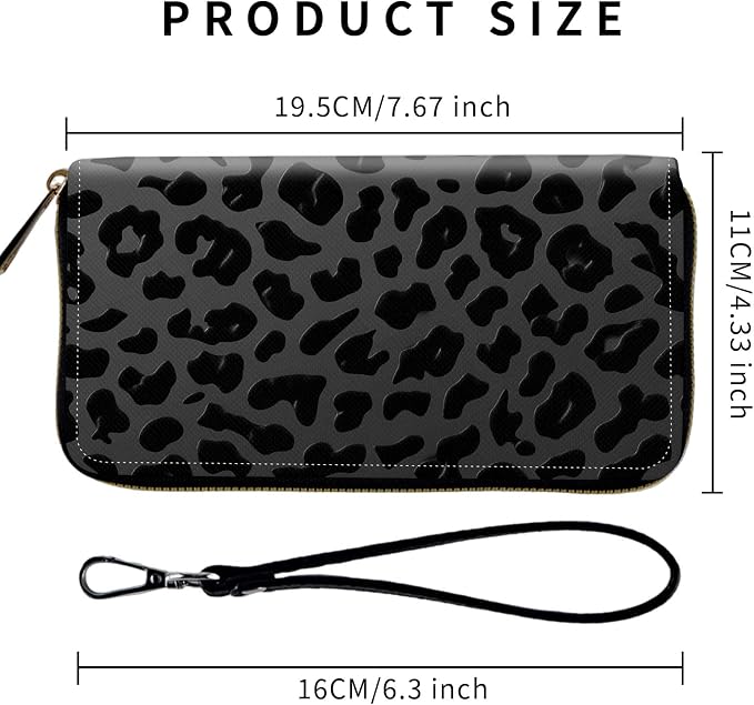 Wallet,Leather Long Wallet Suitable For Ladies And Teenagers - Detachable Wristband + RFID Travel Wallet With Card Slot - Leopard Print