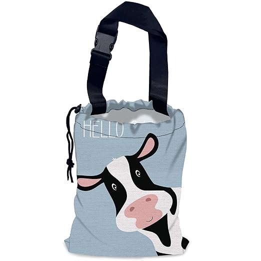 Cute Cow Car Garbage Bag,Waterproof Small Car Trash Bag Hanging Back of Seat,Drawstring Hanging Car Trash Bag with Adjustable Buckle for Car Accessories