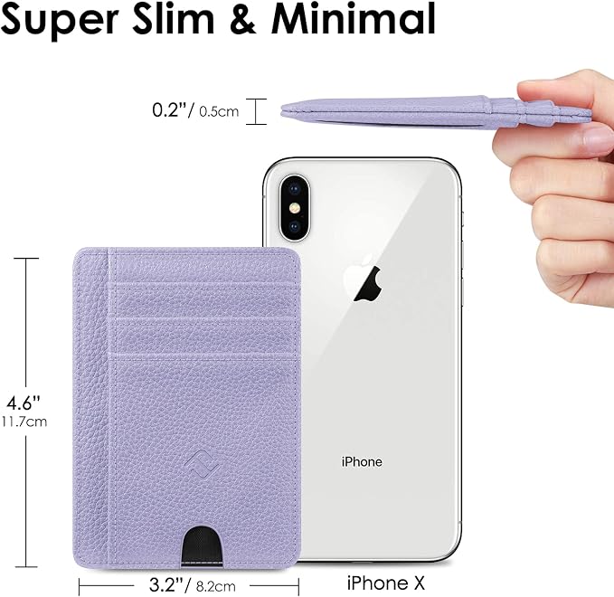 FINTIE Slim Minimalist Front Pocket Wallet, RFID Blocking Credit Card Holder Card Cases with ID Window for Men Women (Lilac Purple)