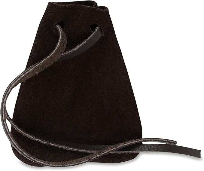 Nabob Leather Leather Drawstring Pouch, Coin Bag, Medicine Tobacco Pouch Medieval Reenactment Made in U.S.A Size 3.75" x 2.75"
