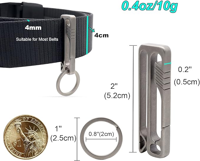 Titanium Key Holder Heavy Duty Quick Release Keychain Clip with Key Ring for Men and Women