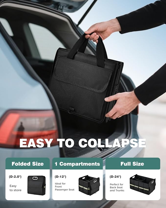 FLORICH Trunk Organizer with Breathable Shoe Storage for Suv, Waterproof Car Organizers Collapsible, Large Trunk Organizer Back Seat Storage for Car