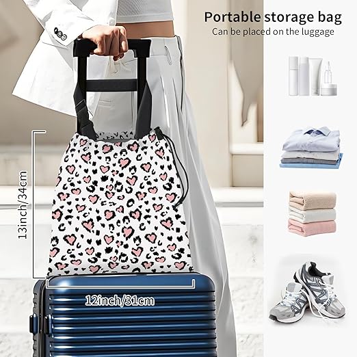 Car Trash Bag Large Hanging Can for Back of Seat, Cute Waterproof Car Garbage Bag for Vehicle, Travelling, Outdoor Pink Leopard Heart