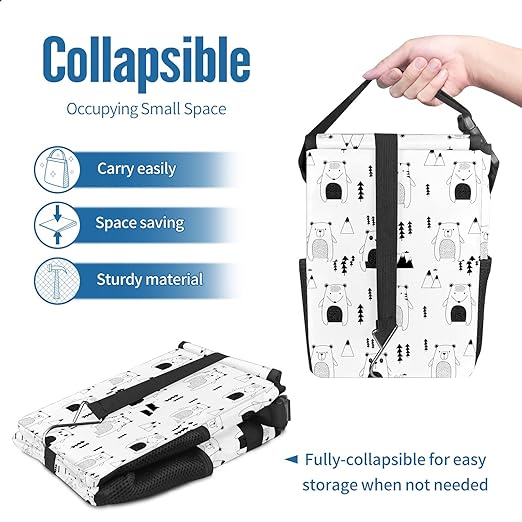 Car Trash Can Cute Bear Panda Cat Wate-rproof Auto Garbage Bag Car Trash Can with Lid Leak-Proof Car Storage Bag Hanging for Headrest Collapsible and Portable with Storage Mesh Pocket