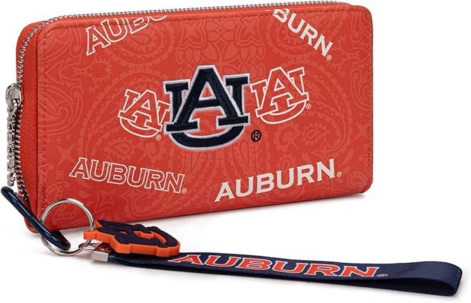 Auburn Wristlet Purse for Women - NCAA Official Licensed, Auburn Team Logo Wallet with RFID Blocking, Clutch Purse for Gifts, Game Day, Travel | Orange, NC-AU011OR