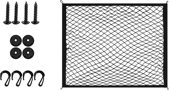 Cargo Net for SUV, Upgraded Highly Elastic Truck Cargo Net with Trunk Net Hooks - Stretch to 62.99"X47.24", Universal Automotive Accessories Storage Nets Organizer (31.1" x22.8")