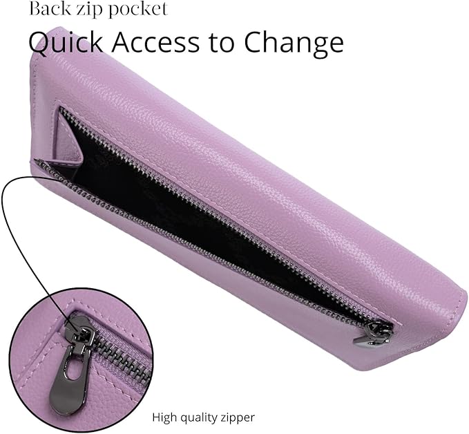 Bveyzi Ultra Slim Thin Leather RFID Blocking Credit Card Holder Bifold Clutch Wallets for Women