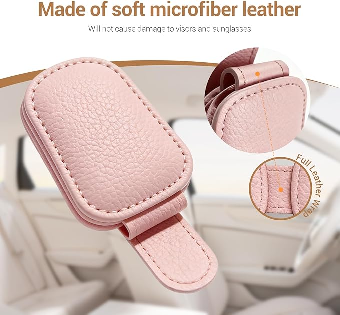 Sunglass Holder for Car Visor Clip, Teen Girl Car Essentials, Cute Pink Car Accessories for Women, Car Visor Magnetic Sunglasses Holder Clip (1, Pink)