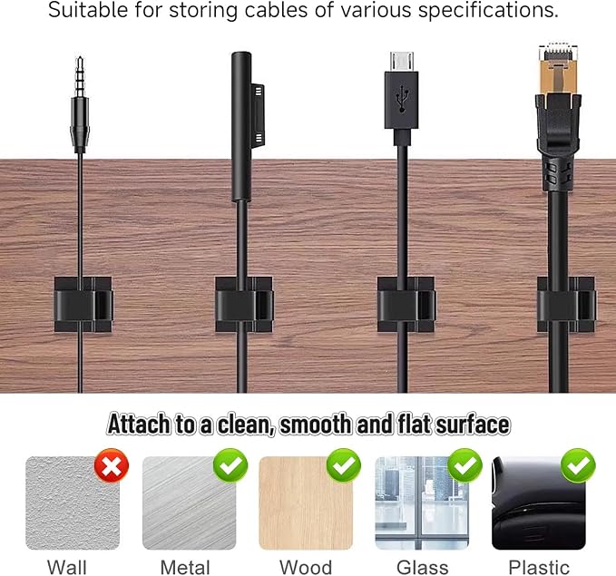 5/8 in Adhesive Cable Clips, 120pcs Outdoor Light Clips, Cord Clips, Sturdy Wire Clips, Finisher Wire Clamp for Home, Car, Office Wire Management Clips (Black, 5/8"-120PCS)