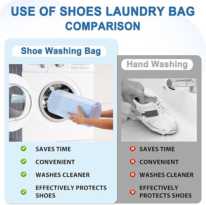 Aship Shoe Washing Machine Bag, Laundry Shoe Bag for Washer and Dryer - Reusable Shoe Cleaning Bag for Sneakers,Tennis Shoes, 360° Deep Cleaning With Self-locking Zipper for All Shoe Sizes - Blue,1PC
