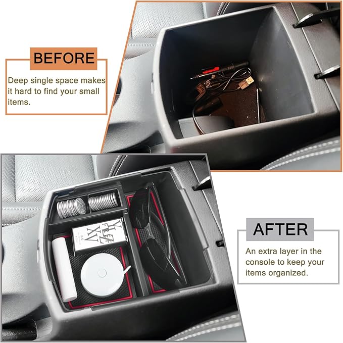 HGWEI Center Console Tray Organizer Compatible with Kia Seltos 2020 2021 2022 2023 2024 2025 2026 Accessories, Middle Armrest Insert Container ABS Secondary Storage Box, Red