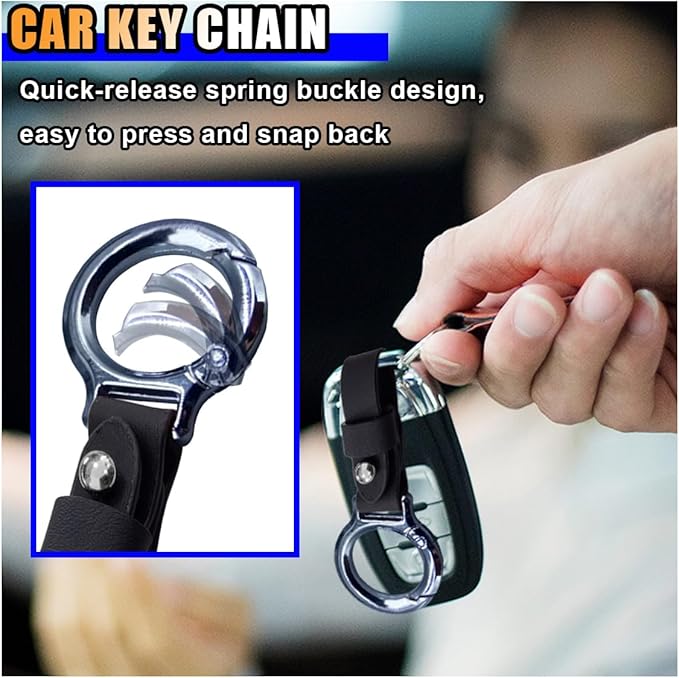 GLSOWEE Carabiner Key Ring Clip, Car Fob Key Keychain Holder Car Keychain Clip for Men Women, Key Ring Belt Holder (Black)
