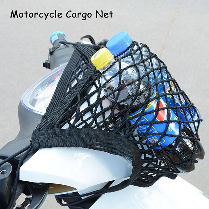ZMD 2PCS Upgrade Cargo Net for Motorcycle Helmet Storage, 9.8"X11" High-Elastic Double Layer Bungee Net with 8 Hooks, Small Cargo Net for Bikes, Electric Bikes, Scooters, Motorcycles