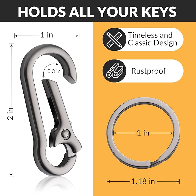 Rainspire Key Ring Keychain Keyrings Key Chain Holder Clip Key Organizer Key Chain Ring for Men and Women, 3 Pack