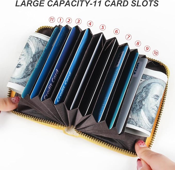 EcoVision Credit Card Holder RFID Card Case Wallet, Small Accordion Zipper Card Case Holder, Card Organizer Case for Women Men