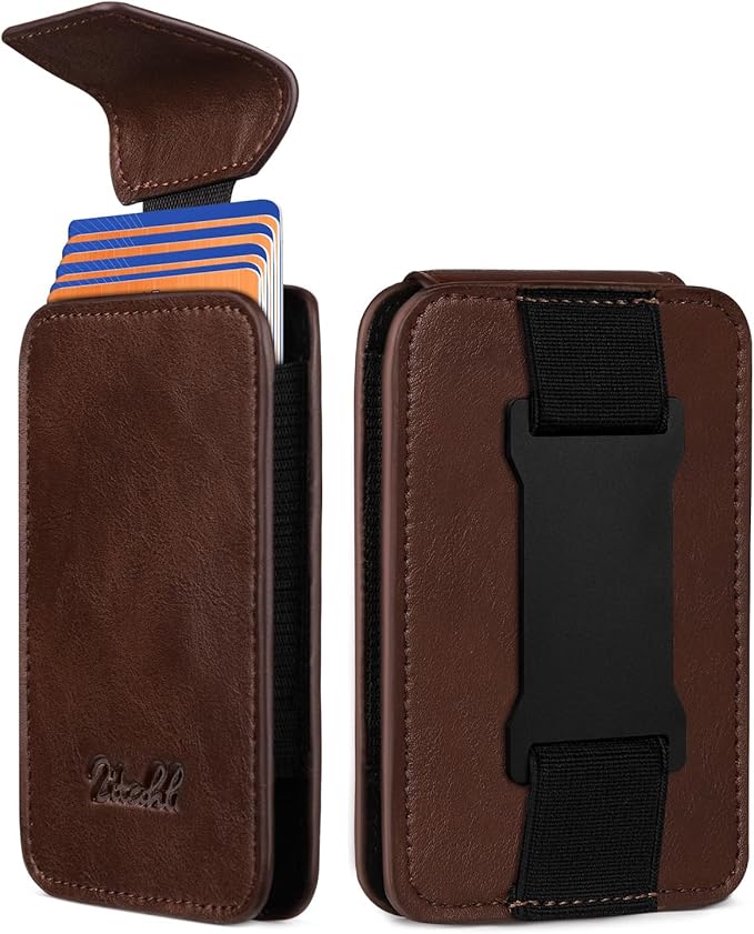 Zitahli Slim Wallet for Men with Pull-Up Tab & Cash Strap - Front Pocket Minimalist Easy Access Card Holder, RFID Blocking, Holds 8 Cards & 10-15 Bills
