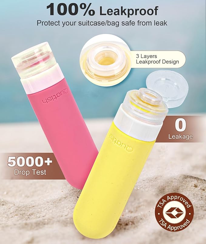 20 Pack Travel Bottles for Toiletries, Original Patented, TSA Approved Travel Size Containers, Leak Proof Silicone Shampoo and Conditioner Bottles Women & Men, Airplane Cruise Essentials, Macaron