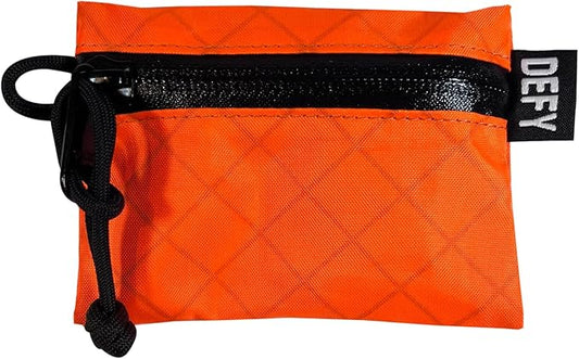 DEFY Project ECOPAK™ Travel Pouch | Lightweight Nylon Organizer Pouch For Accessories | Premium Tech Wallet | Water Resistant Travel Organizer (Small, Orange)
