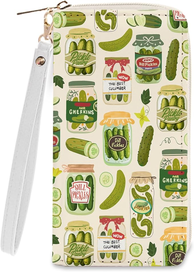 Pickle Women Wallet, Small Slim Thin Credit Card Holder with Zipper, PU Leather Compact Wallets with Coin Pocket, Travel Wallet for Female Ladies Teen Girls Girly
