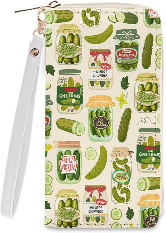 Pickle Women Wallet, Small Slim Thin Credit Card Holder with Zipper, PU Leather Compact Wallets with Coin Pocket, Travel Wallet for Female Ladies Teen Girls Girly