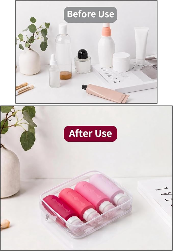 Gemice Travel Bottles for Toiletries, Tsa Approved Travel 6oz Size Containers with Clear Bag, BPA Free Leak Proof Travel Tubs Refillable Liquid Travel Accessories for Cometic Shampoo Lotion