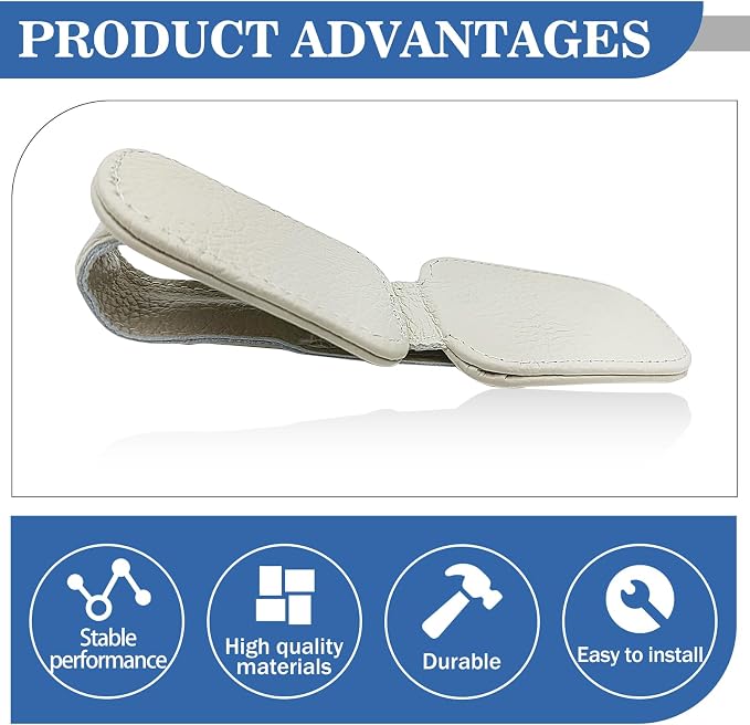 Car Glasses Holders Sun Visor Magnetic Leather Sunglass Holder for Car Suitable for Glasses Car Visor Accessories Universal for Most Car Sun Visor, Beige