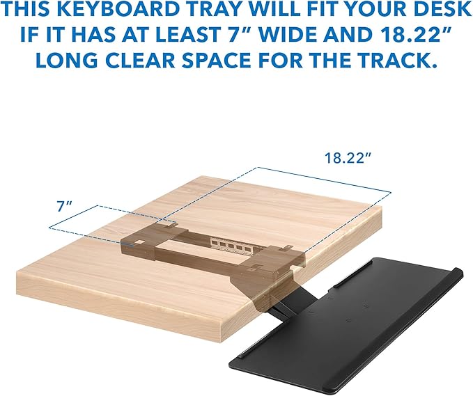 Mount-It! Keyboard Tray Under Desk, Full Motion Computer Keyboard and Mouse Tray, Slide Out Ergonomic Keyboard Drawer with Gel Wrist Pad, 26" Wide, Tilt, Swivel and Height Adjustment, Black