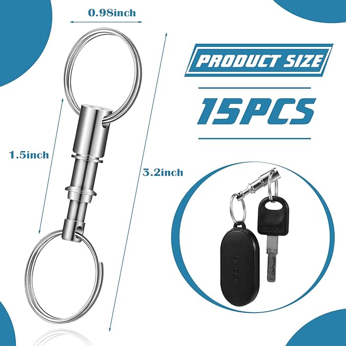 Yinkin 30 Pack Quick Release Keychain Detachable Pull Apart Key Rings Spring Split Snap Lock Holder Key Accessory