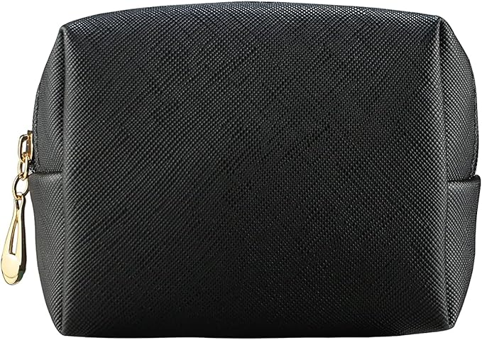 Small Makeup Bag Portable Cosmetic Bag for Women Makeup Pouch Waterproof Toiletry Bag for Travel (Black, Mini)