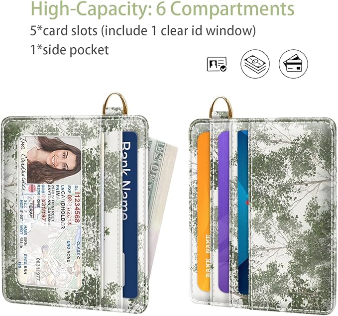 Slim Minimalist Front Pocket RFID Blocking Credit Card Holder Small Wallet Cute Card Cases for Women,Foggy Forest