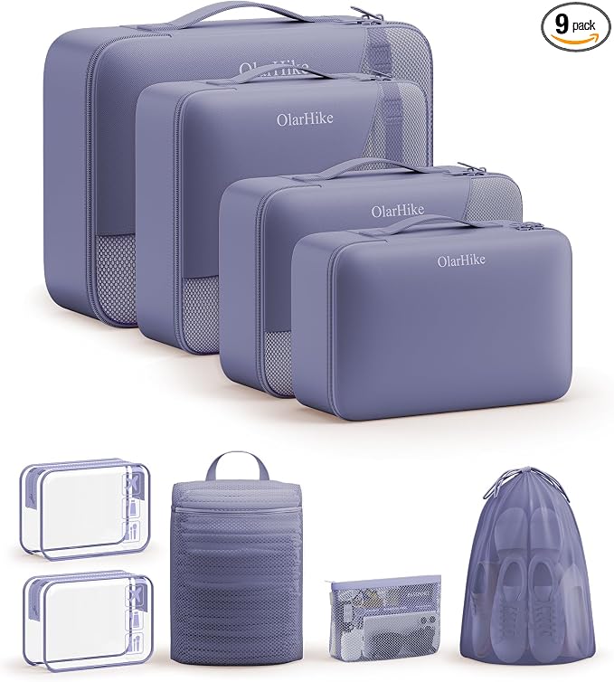 9 Set Packing Cubes for Travel, Gifts for Women Mom,Anti-Tearing Suitcase Organizer,OlarHike Vacation Essentials & Accessories for Cruise Ship