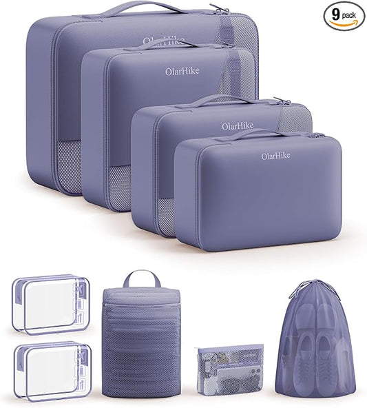 9 Set Packing Cubes for Travel, Gifts for Women Mom,Anti-Tearing Suitcase Organizer,OlarHike Vacation Essentials & Accessories for Cruise Ship