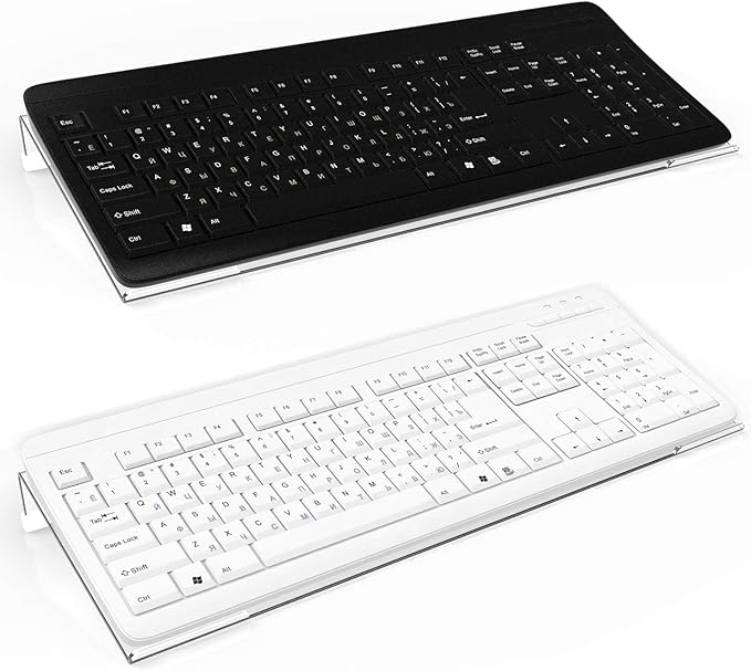 Richboom Clear Acrylic Tilted Computer Keyboard Holder for Easy Ergonomic Typing, Upgraded Version, Keyboard Stand with Silicone Anti-Slip Case for Office Desk, Home, School, Clear