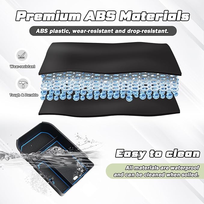 Sunsdrew Center Console Organizer Insert, Compatible with 2024-2026 Toyota Land Cruiser, ABS Armrest Storage Tray, Car Interior Accessories